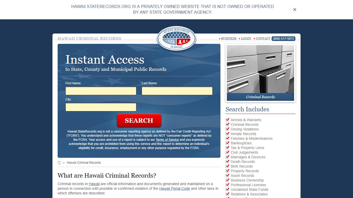 Hawaii Criminal Records | StateRecords.org